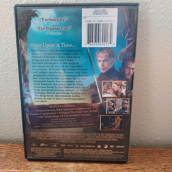 The Brothers Grimm (DVD, 2005) Pre-Owned Tested Working Great Condition - Picture 2 of 2